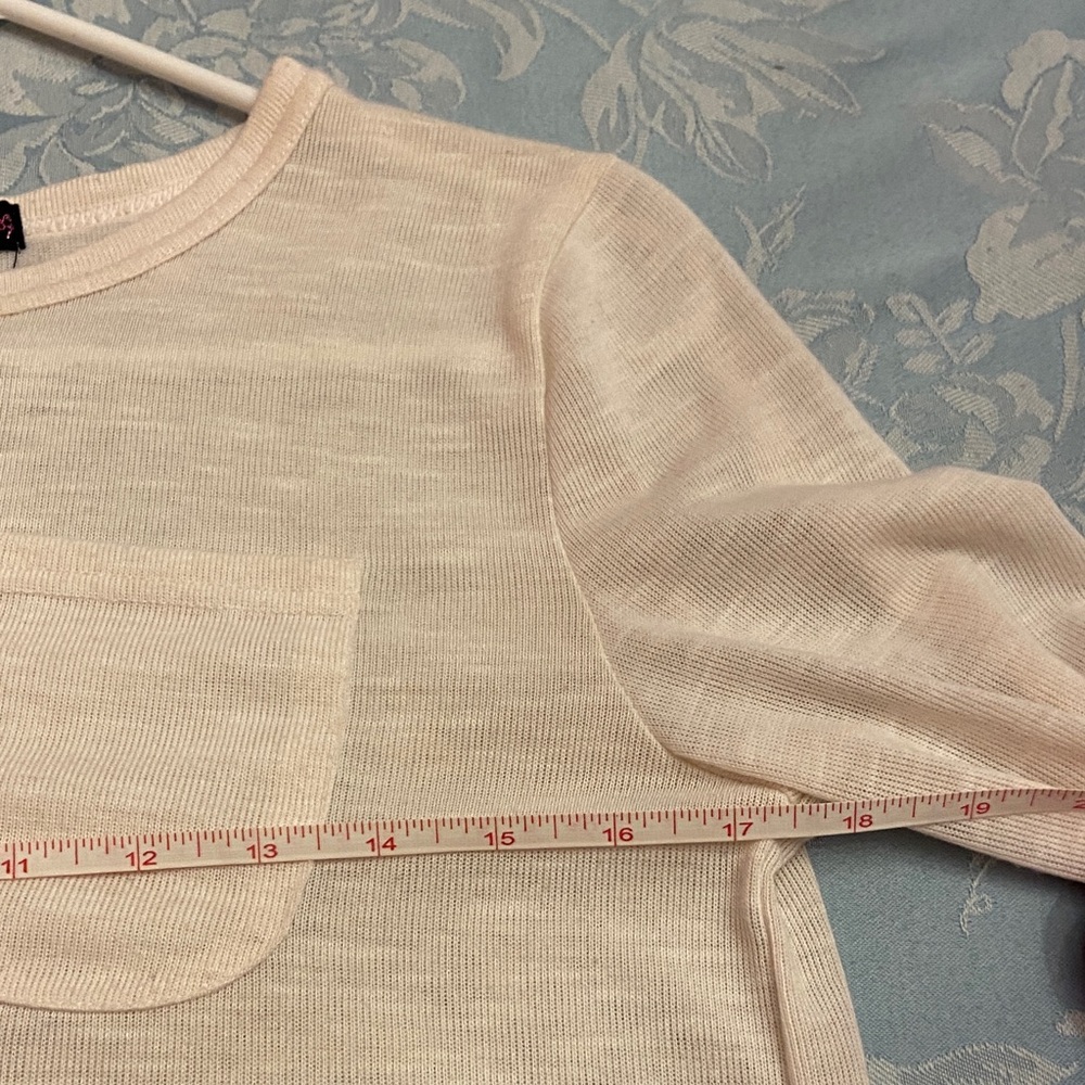 Women's Cream and Pink Plaid Hem Top - Picture 6 of 11